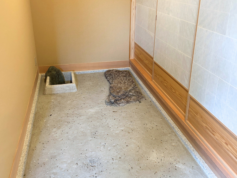茶庭の造園工事（土間工事）の写真